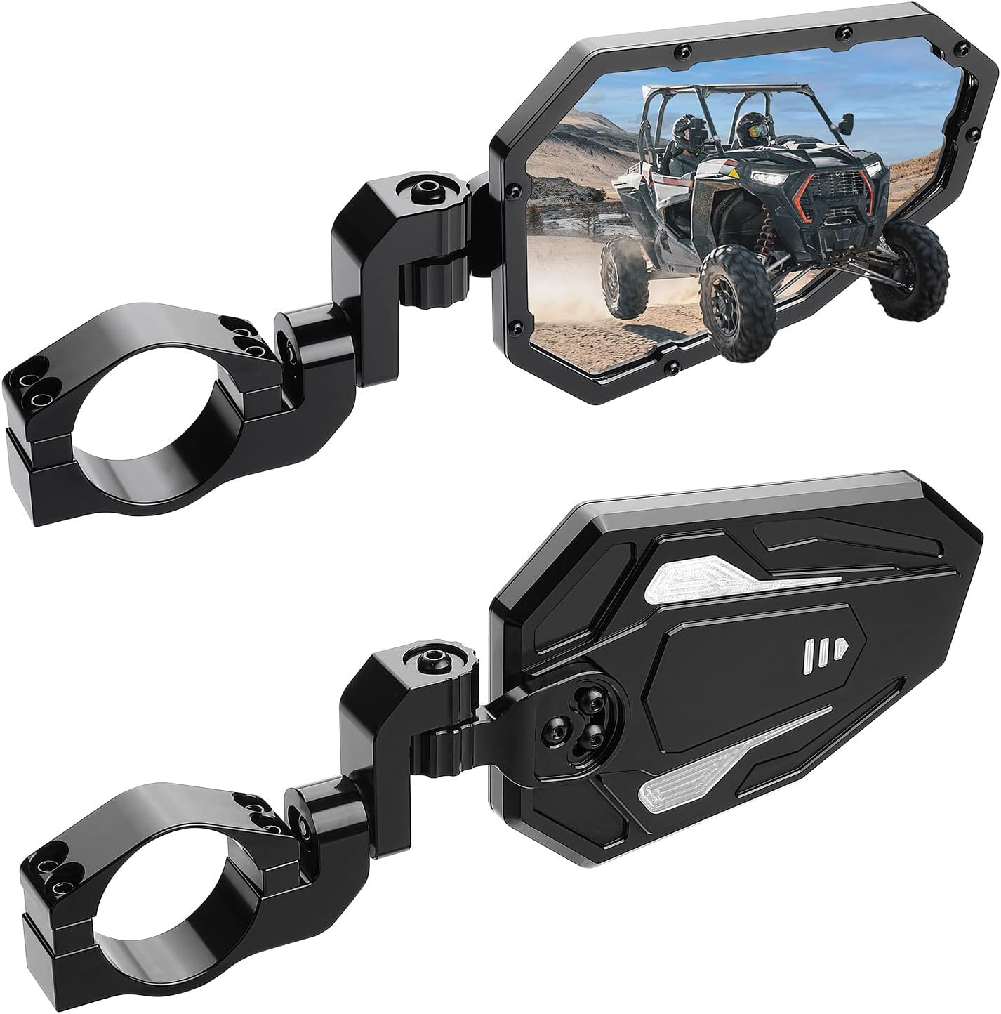 Photo of UTV Rear View Side Mirrors for Can Am Maverick X3/ RZR w/ 1.75"-2" roll bar (1 pair) by Kemimoto - Premium for UTVs / Side by Sides