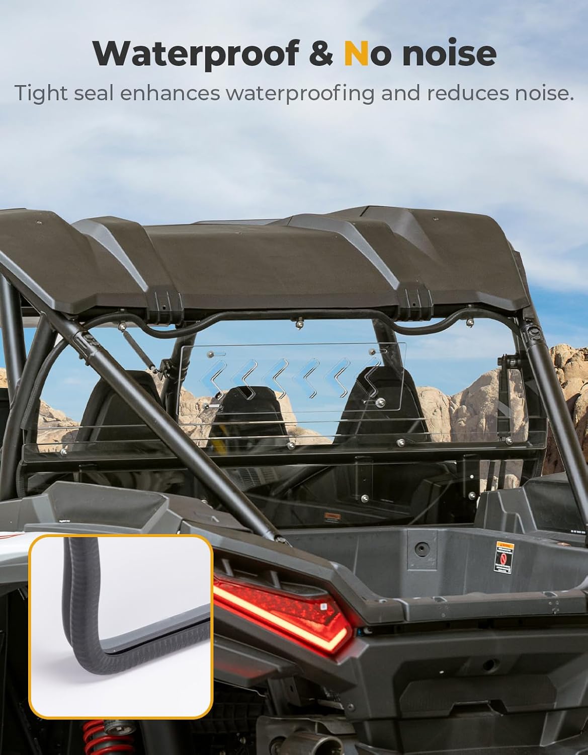 Photo of Vented Clear Rear Windshield for Polaris RZR XP 1000 2024-2025 by Kemimoto - Premium for UTVs / Side by Sides