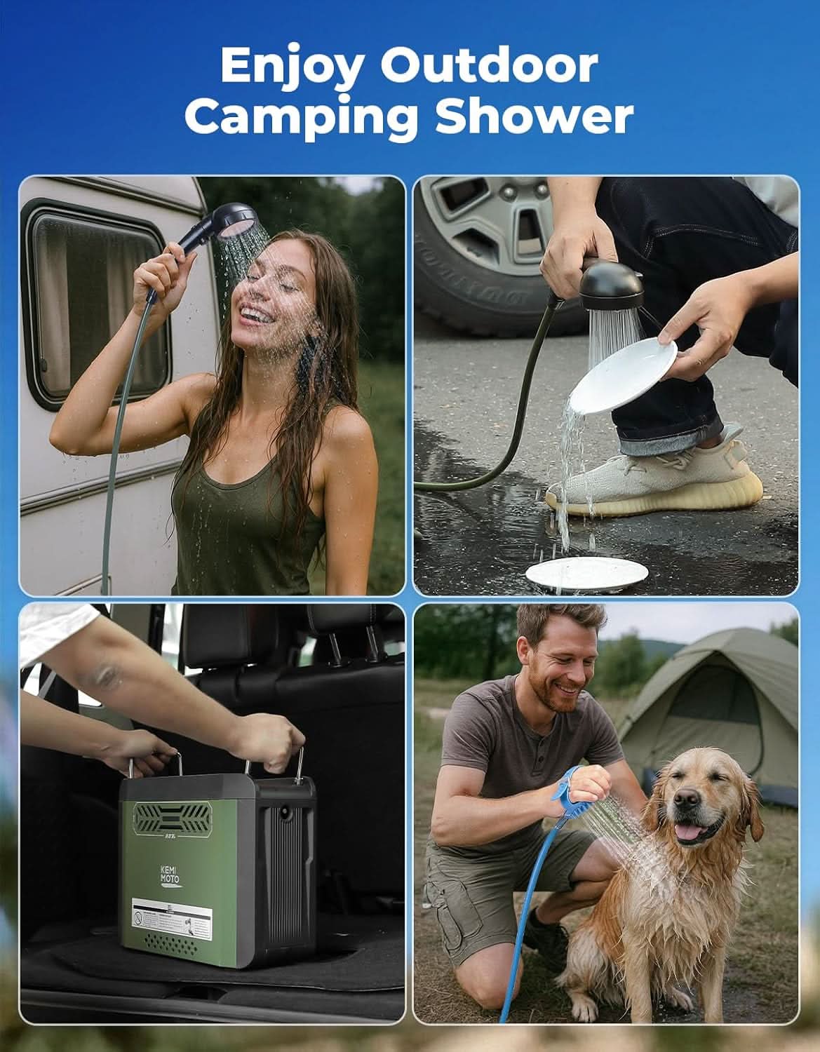 Photo of Portable Propane Hot Water Heater with Pump, 20,000 BTU by Kemimoto - Premium for UTVs / Side by Sides