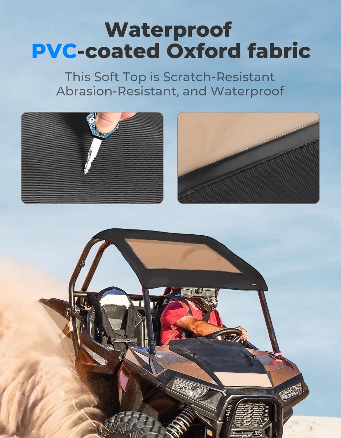 Photo of Soft Canvas Roof Top for Polaris RZR XP 1000 / Turbo / 900 2014-2023 by Kemimoto - Premium for UTVs / Side by Sides