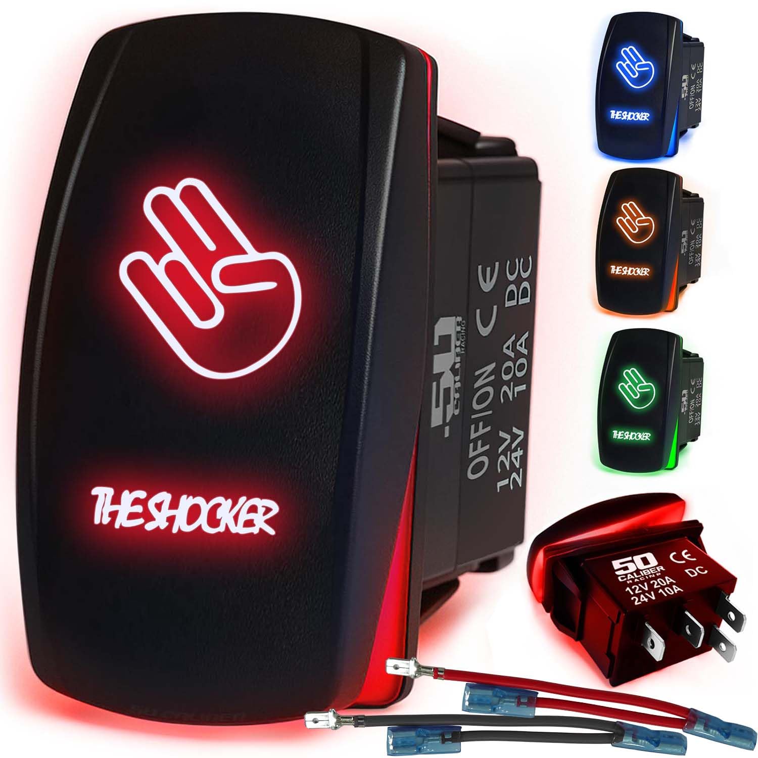 Waterproof Funny Rocker Switch 12v ON/Off, LED Backlit with Etched Design w/Toggle Switch 12v - UTV, Auto, Boat 20A Variation