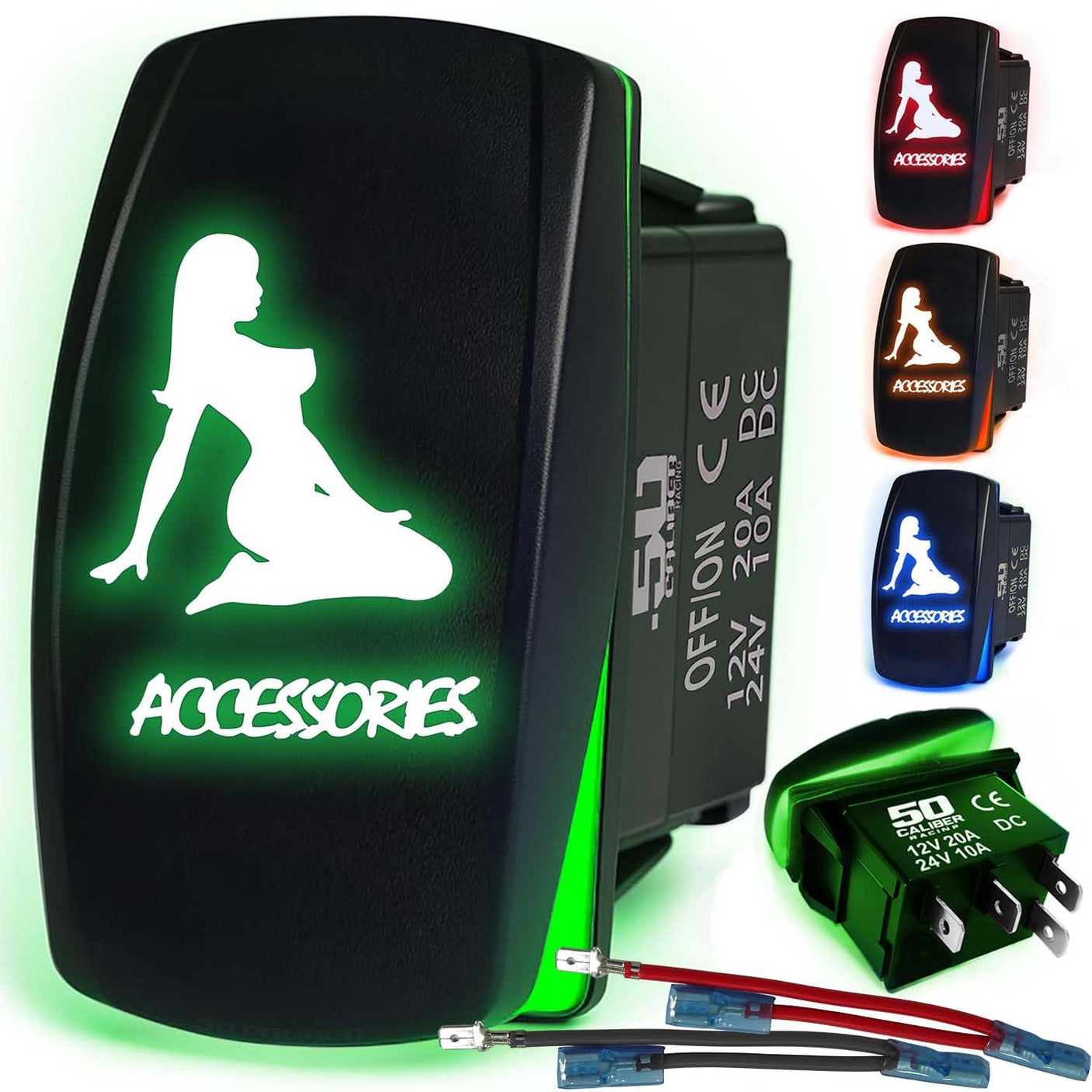 Waterproof Funny Rocker Switch - 12V ON/Off, LED Backlit with Custom Etched Design | R1 Industries