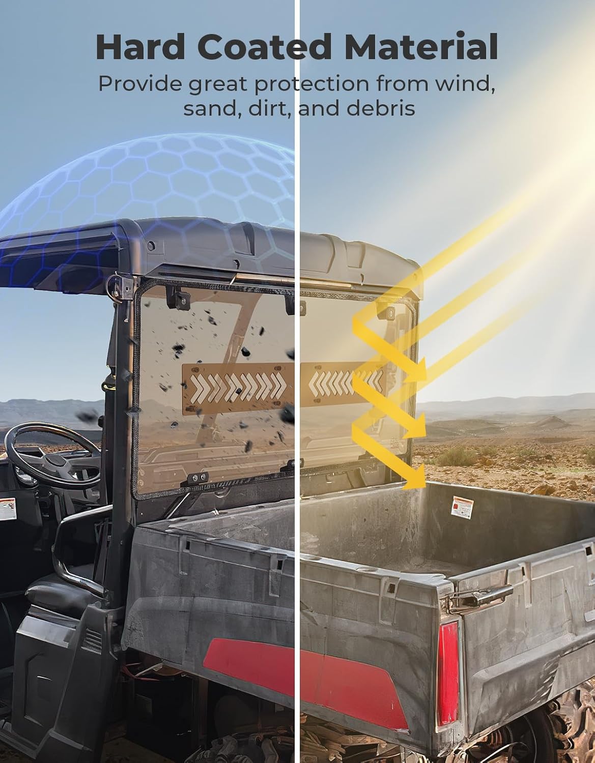 Photo of Tinted Rear Window for Polaris Ranger Midsize 500/570/SP 570/Crew/ETX/EV by Kemimoto - Premium for UTVs / Side by Sides