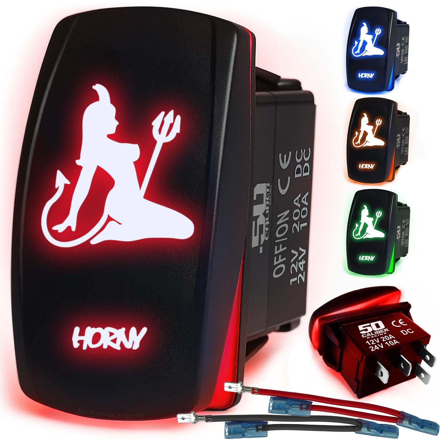Waterproof Funny Rocker Switch - 12V ON/Off, LED Backlit with Custom Etched Design | R1 Industries