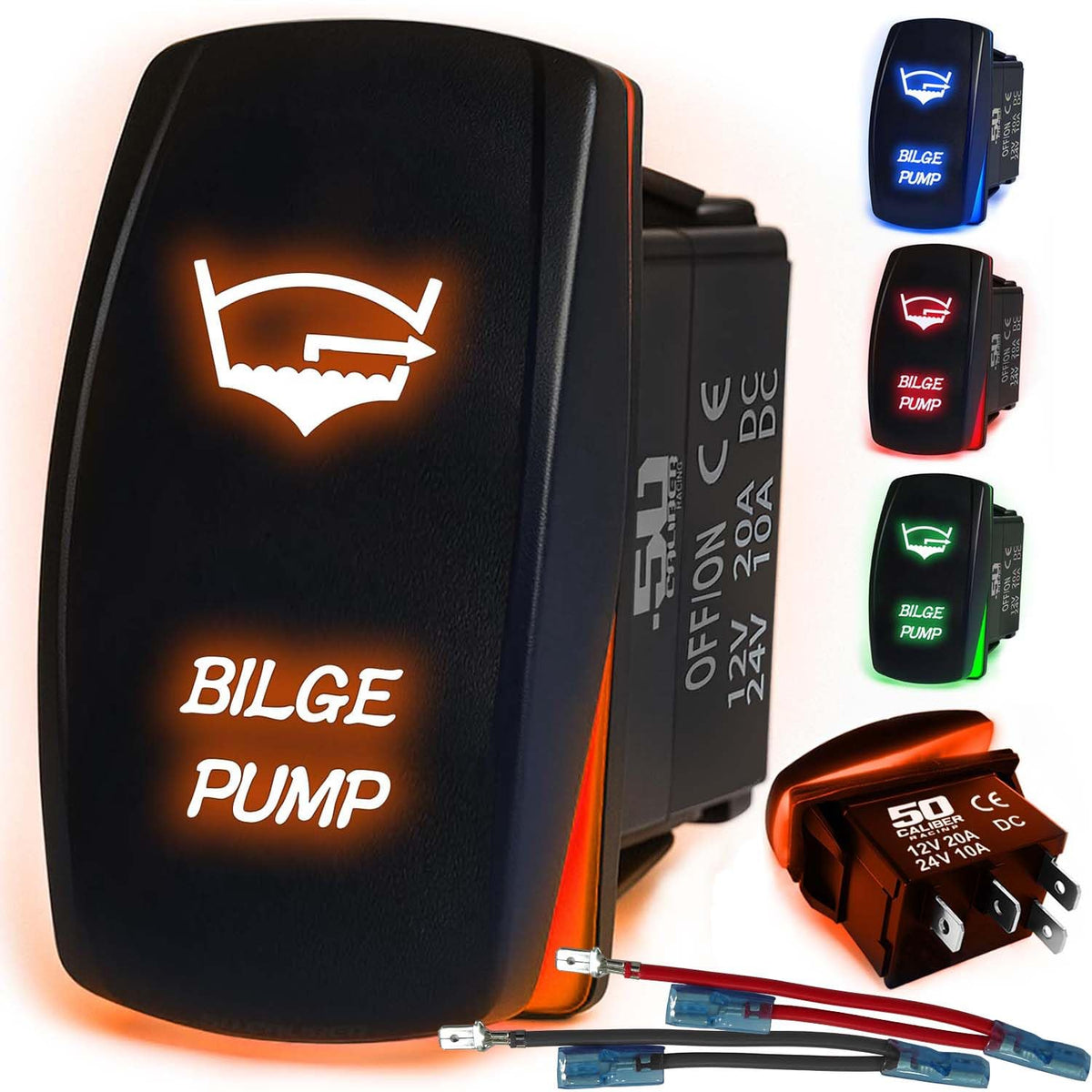 50 Caliber Waterproof LED Rocker Switch