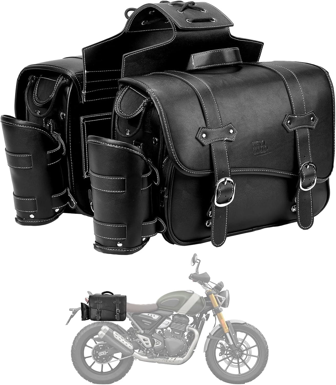 Photo of Motorcycle Saddle Bags for Sportster, Softail, Dyna, Road King, V-star, and Shadow by Kemimoto - Premium for UTVs / Side by Sides