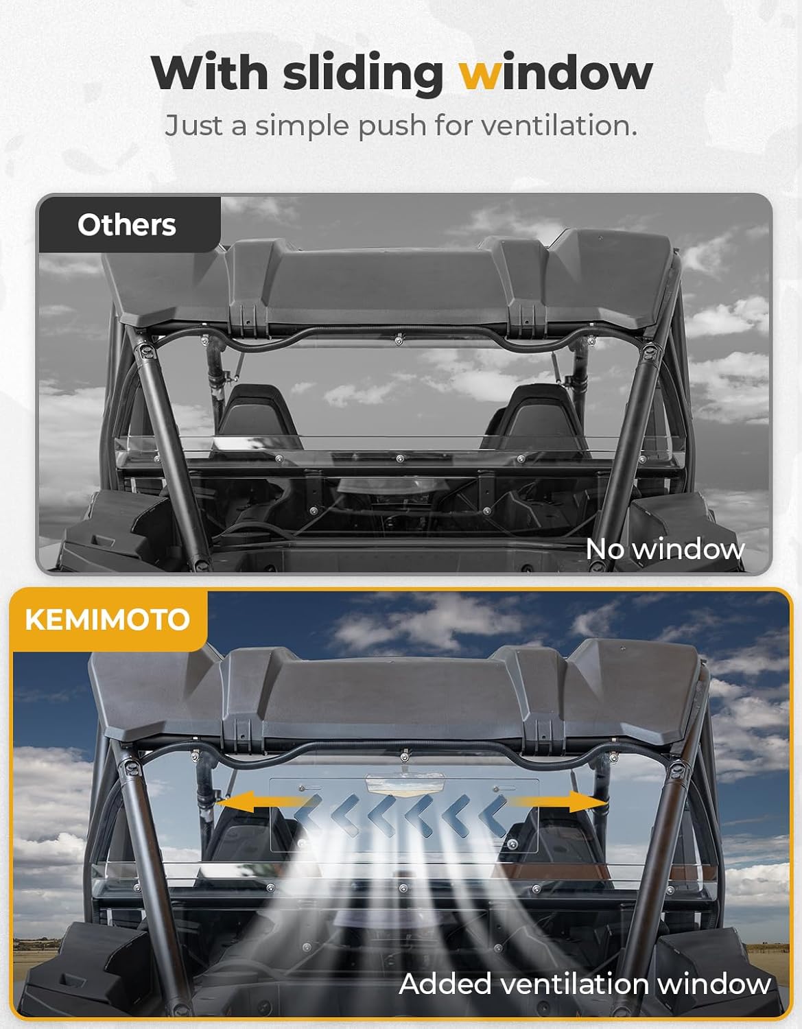 Photo of Vented Clear Rear Windshield for Polaris RZR XP 1000 2024-2025 by Kemimoto - Premium for UTVs / Side by Sides