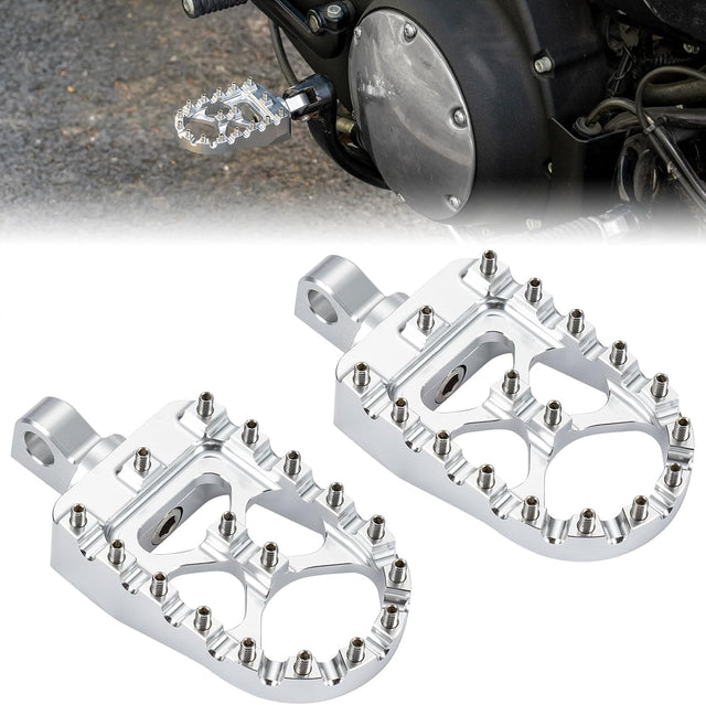 Photo of Motorcycle silver Foot pegs for Dyna Sportster Iron 883 by Kemimoto - Premium for UTVs / Side by Sides