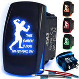 Waterproof Funny Rocker Switch - 12V ON/Off, LED Backlit with Custom Etched Design | R1 Industries