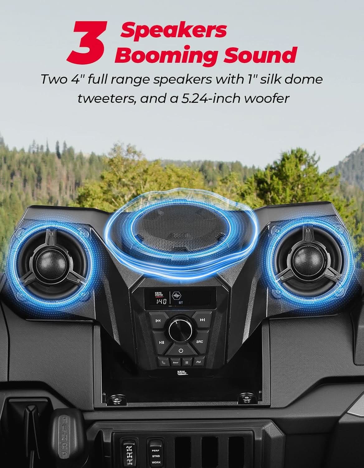 Photo of UTV 3-Speaker Audio Kit For Ranger 1000|1000 XP 1000|XP Crew by Kemimoto - Premium for UTVs / Side by Sides
