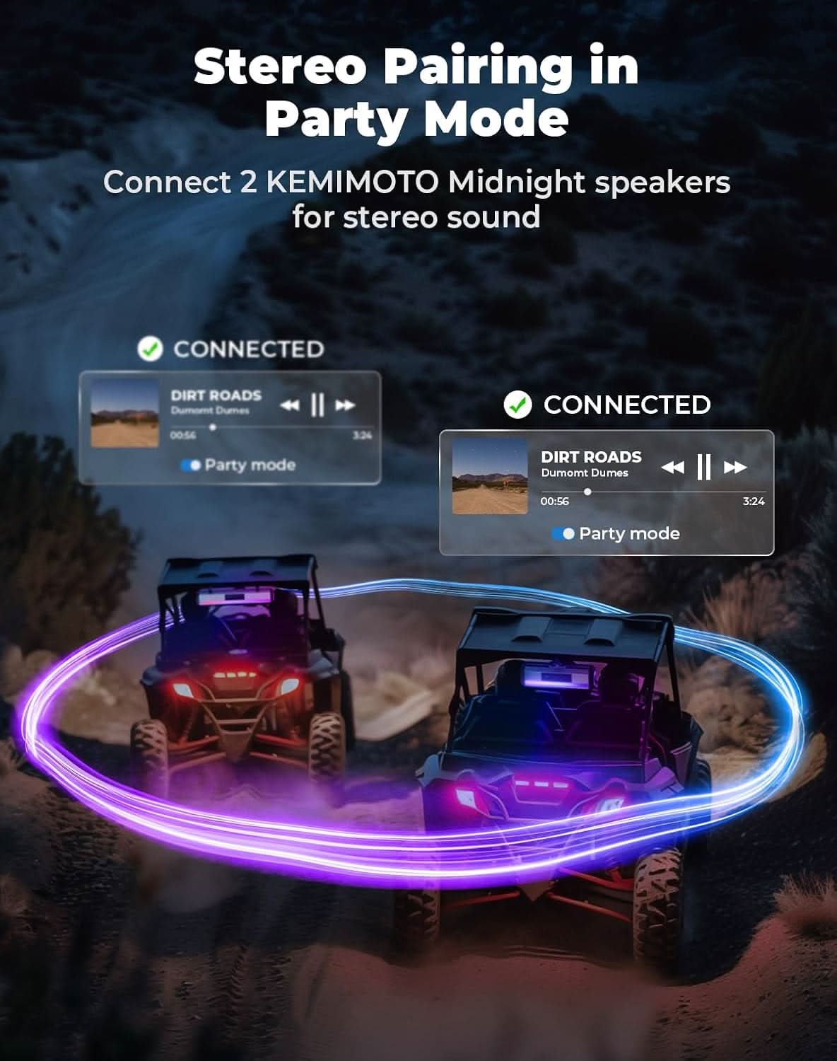 Photo of KEMIMOTO Midnight S40B 16-inch UTV Sound Bar Built-in Battery Fits 1"-2" Roll Bar by Kemimoto - Premium for UTVs / Side by Sides