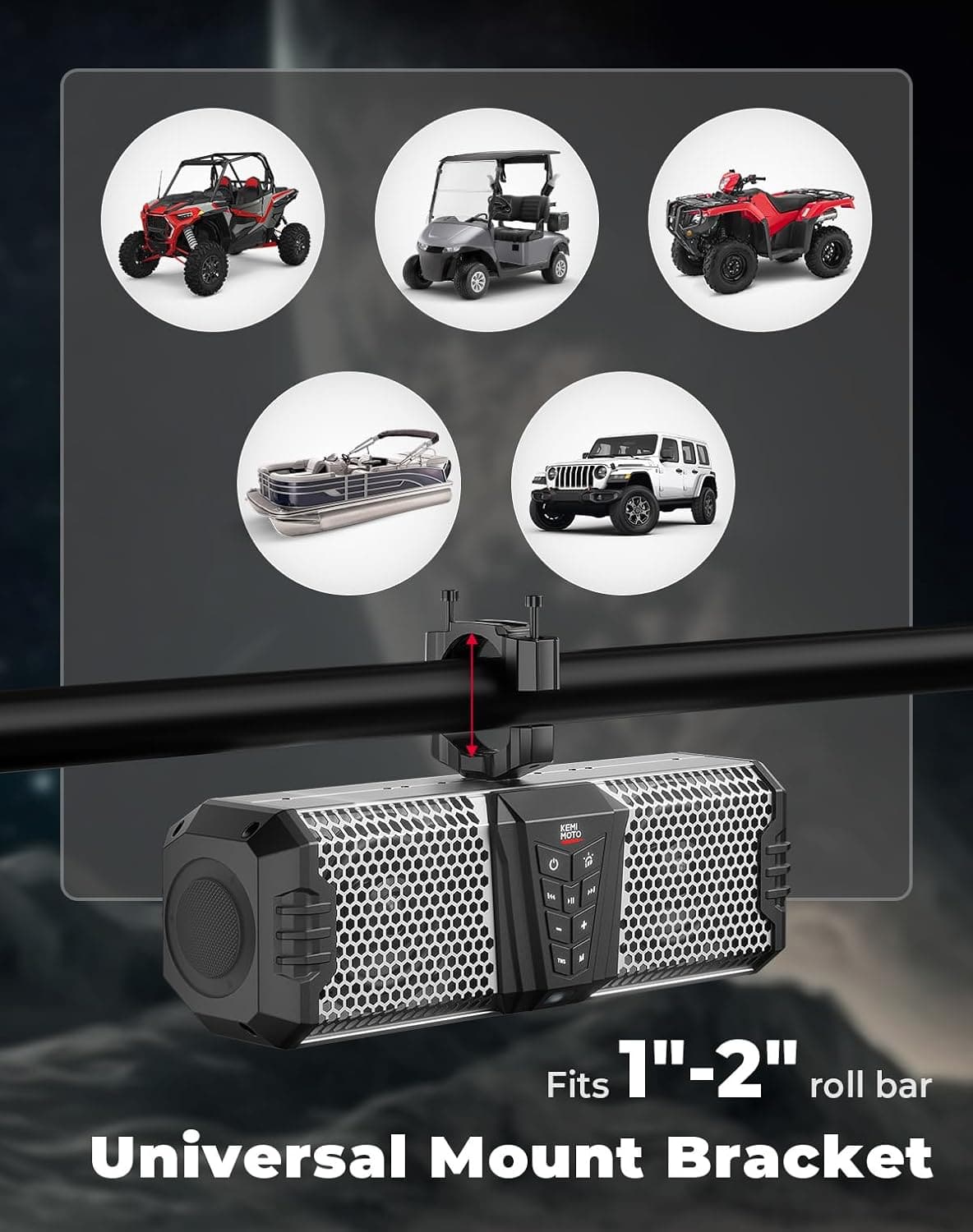 Photo of KEMIMOTO Midnight S40 16" Aluminum RGB Bluetooth Soundbar Silver by Kemimoto - Premium for UTVs / Side by Sides
