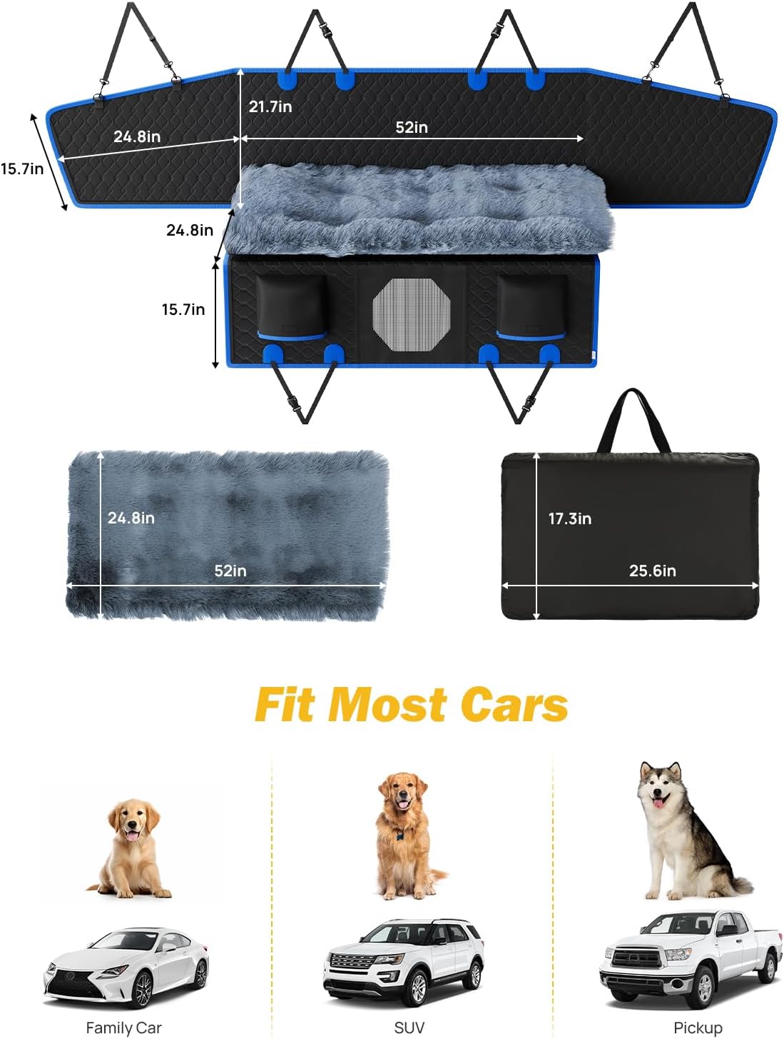 Photo of JOYTUTUS Back Seat Extender for Dogs with Dog Bed Mat by Kemimoto - Premium for UTVs / Side by Sides