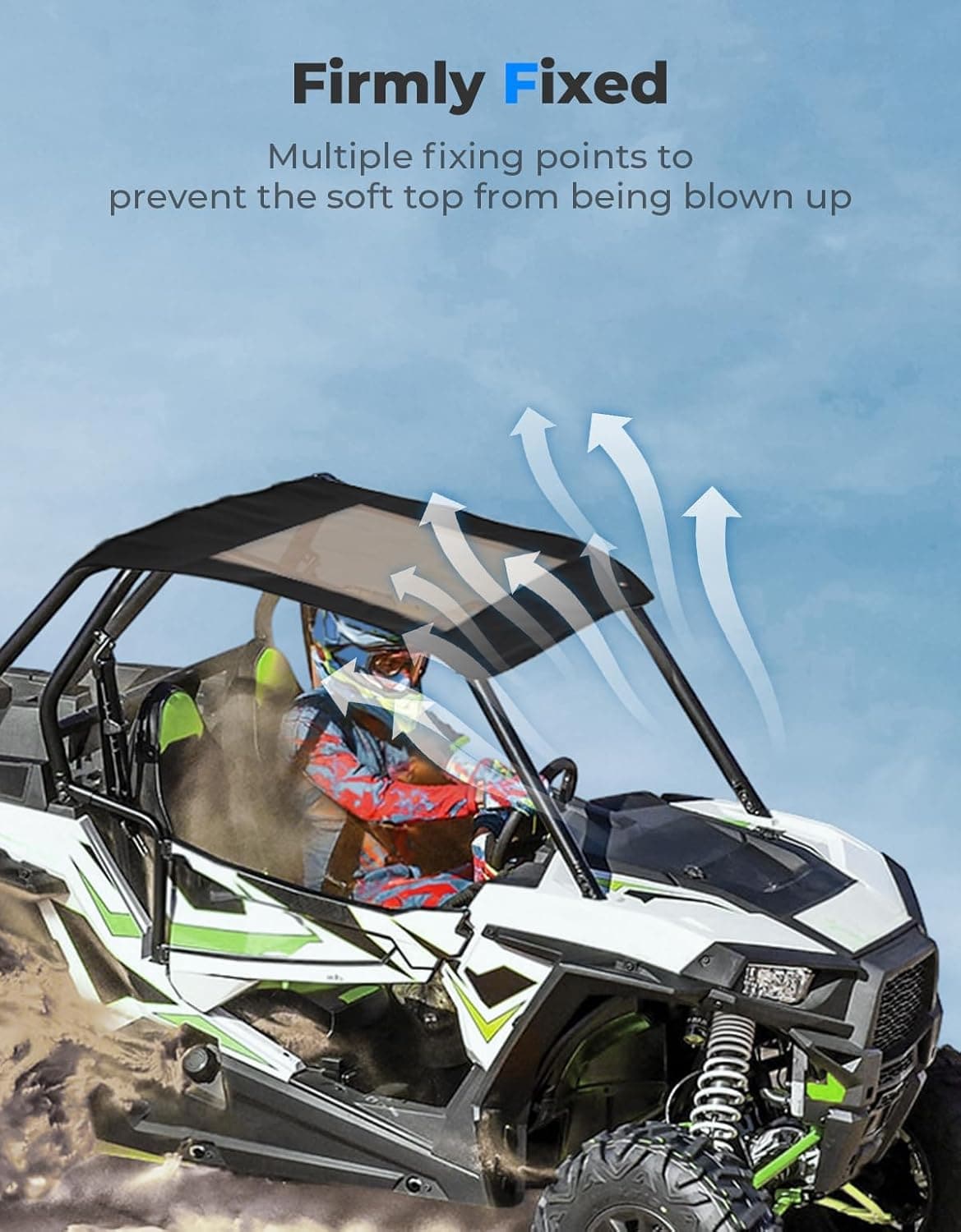 Photo of Soft Canvas Roof Top for Polaris RZR XP 1000 / Turbo / 900 2014-2023 by Kemimoto - Premium for UTVs / Side by Sides