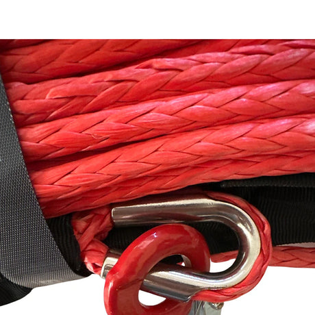Photo of Open Box - 3/8'' x 85' Synthetic Winch Rope with Forged Winch Hook - Red by R1 Industries - Premium for UTVs / Side by Sides