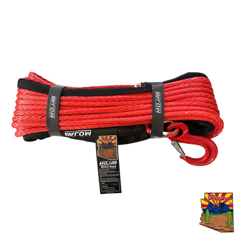 Photo of Open Box - 3/8'' x 85' Synthetic Winch Rope with Forged Winch Hook - Red by R1 Industries - Premium for UTVs / Side by Sides