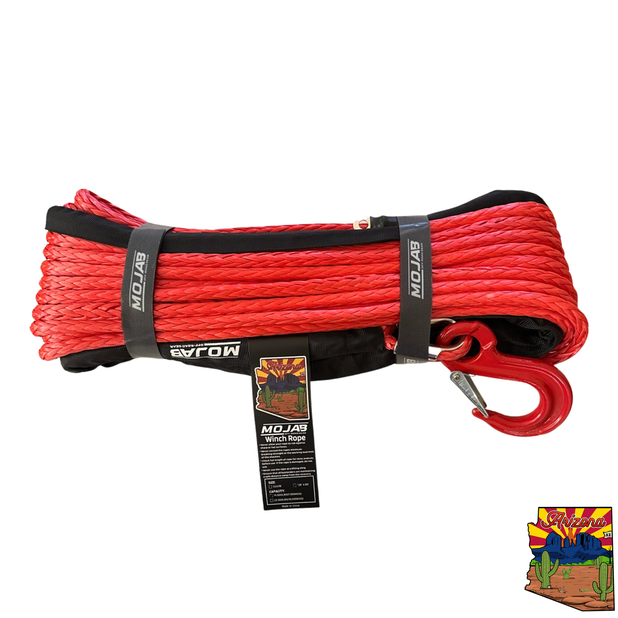 Photo of 3/8'' x 85' Synthetic Winch Rope with forged winch hook by MOJAB OFFROAD - Premium Winches & Winch Mounts for UTVs / Side by Sides