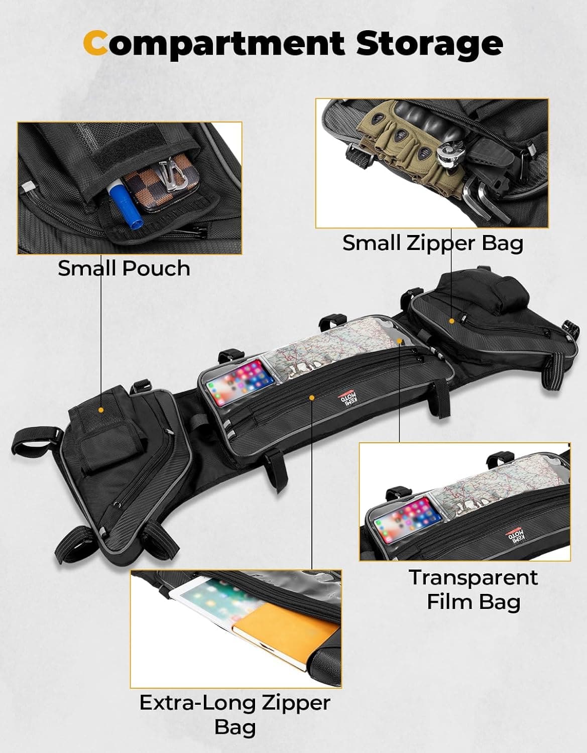 Photo of UTV Roof Bag Overhead Storage Bag for Polaris RZR XP 1000/ 4 2024-2025 by Kemimoto - Premium for UTVs / Side by Sides