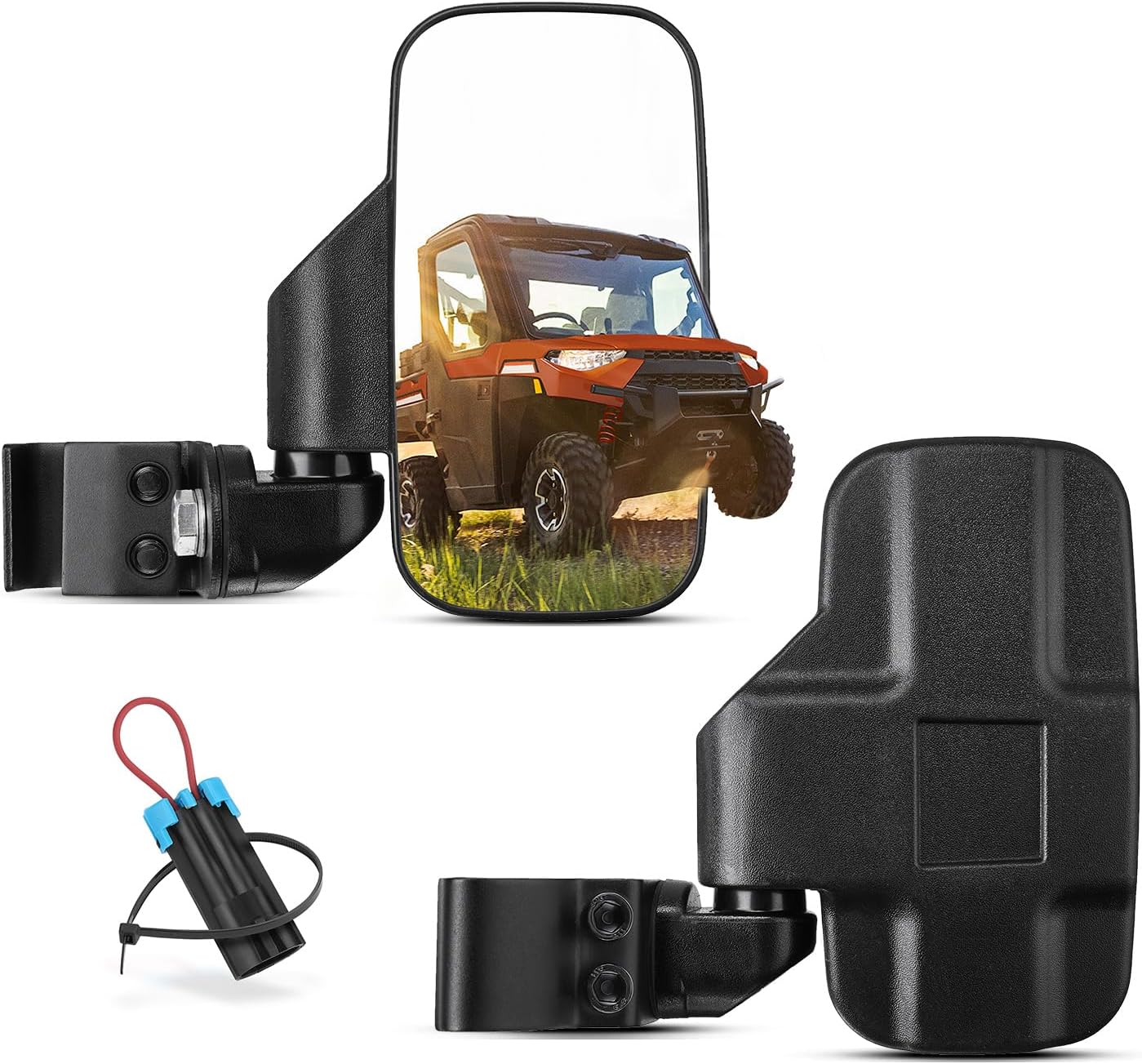 Photo of Side Mirrors for Polaris Ranger/ General, Can-Am Trail/ Defender (1 pair) by Kemimoto - Premium for UTVs / Side by Sides