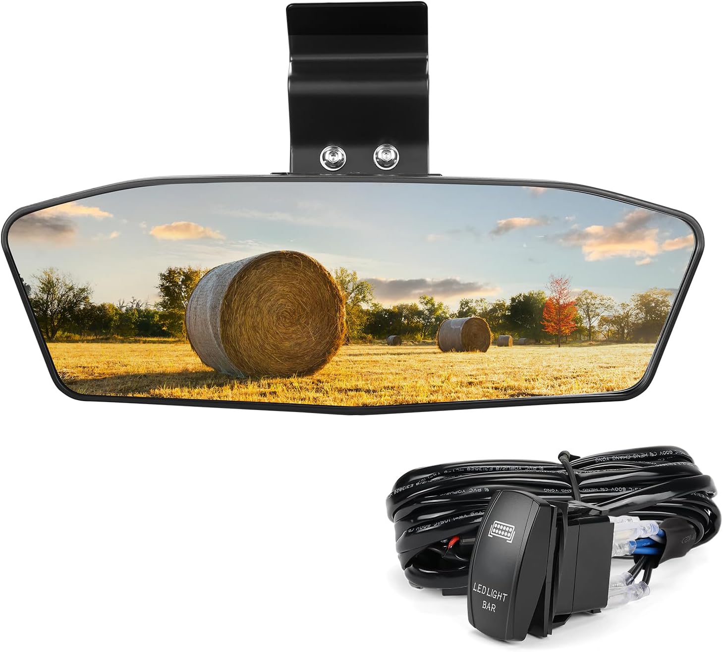 Photo of UTV Rear View Mirror with LED Light for Polaris Ranger/ Defender 2015-2024 by Kemimoto - Premium for UTVs / Side by Sides