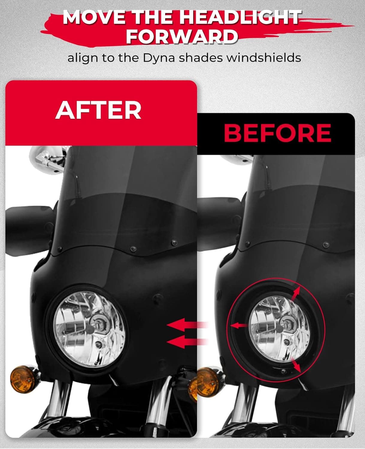 Photo of Motorcycle Headlight Extension for Dyna Fairings 2007-2017 by Kemimoto - Premium for UTVs / Side by Sides