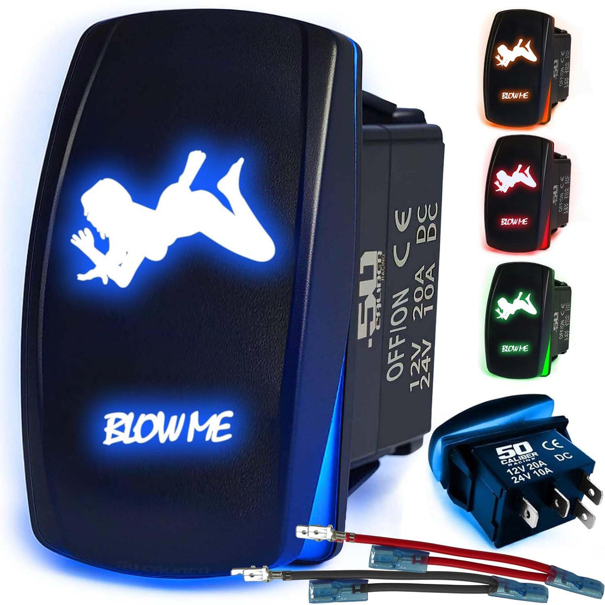Waterproof Funny Rocker Switch - 12V ON/Off, LED Backlit with Custom Etched Design | R1 Industries