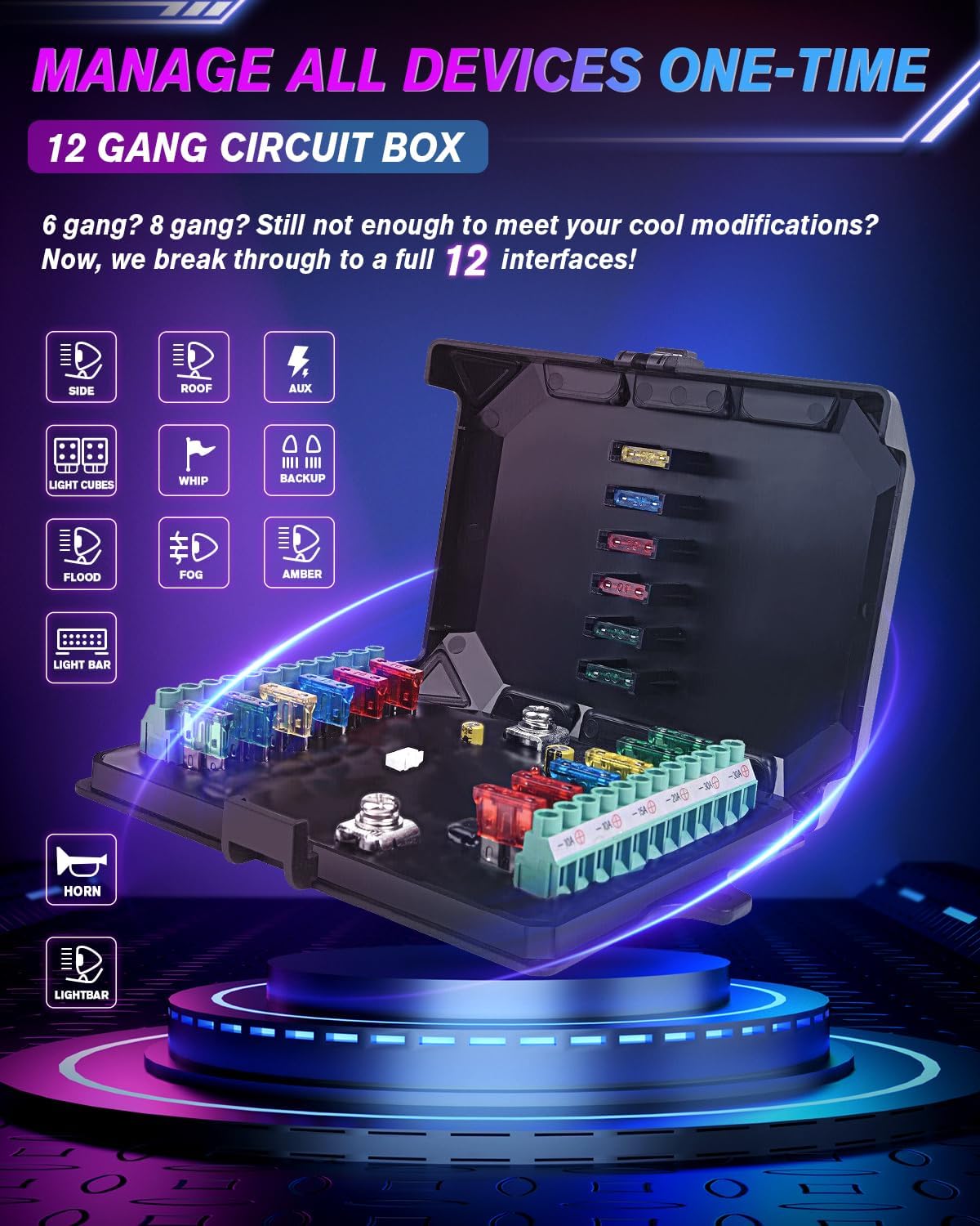 Photo of 12-Gang Switch Panel With RGB And Remote Control Bluetooth App by GGLighting - Premium for UTVs / Side by Sides