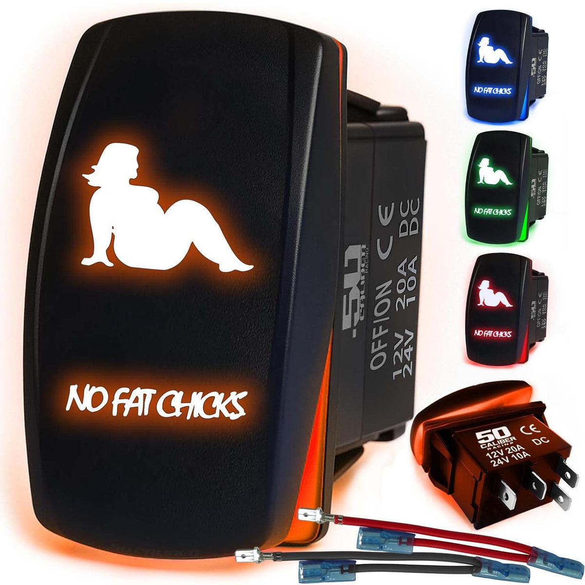 Waterproof Funny Rocker Switch - 12V ON/Off, LED Backlit with Custom Etched Design | R1 Industries