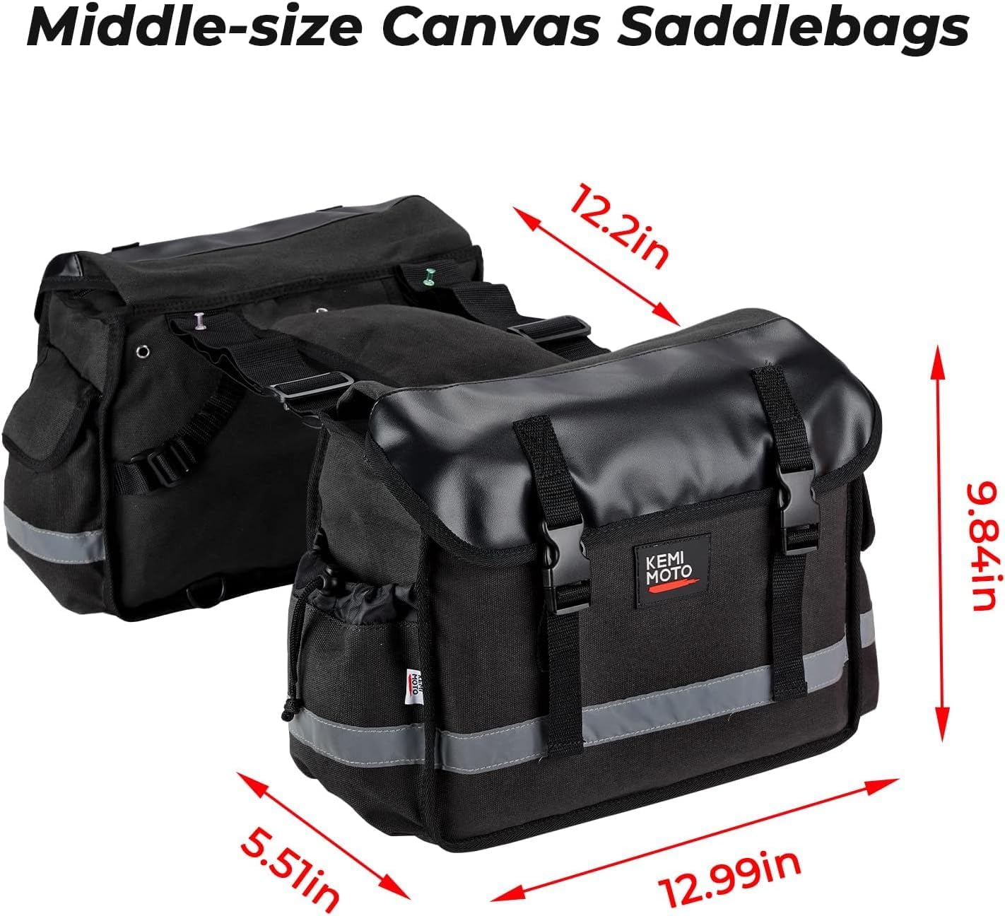 Photo of Motorcycle Throw Over Saddle Bags for Cruiser Motorbike Dirt Bike Scooter by Kemimoto - Premium for UTVs / Side by Sides