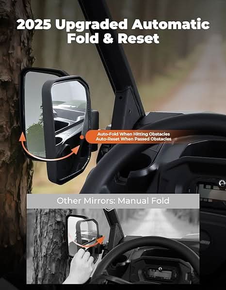 Photo of UTV Side Mirrors for Can-Am Defender HD5|7|8|9|10 2016-2025 by Kemimoto - Premium for UTVs / Side by Sides