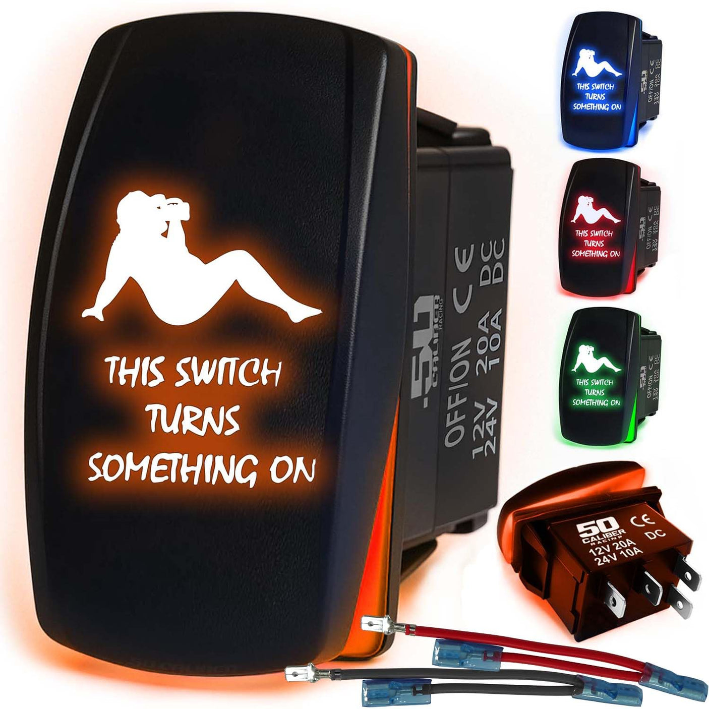 Waterproof Funny Rocker Switch - 12V ON/Off, LED Backlit with Custom Etched Design | R1 Industries