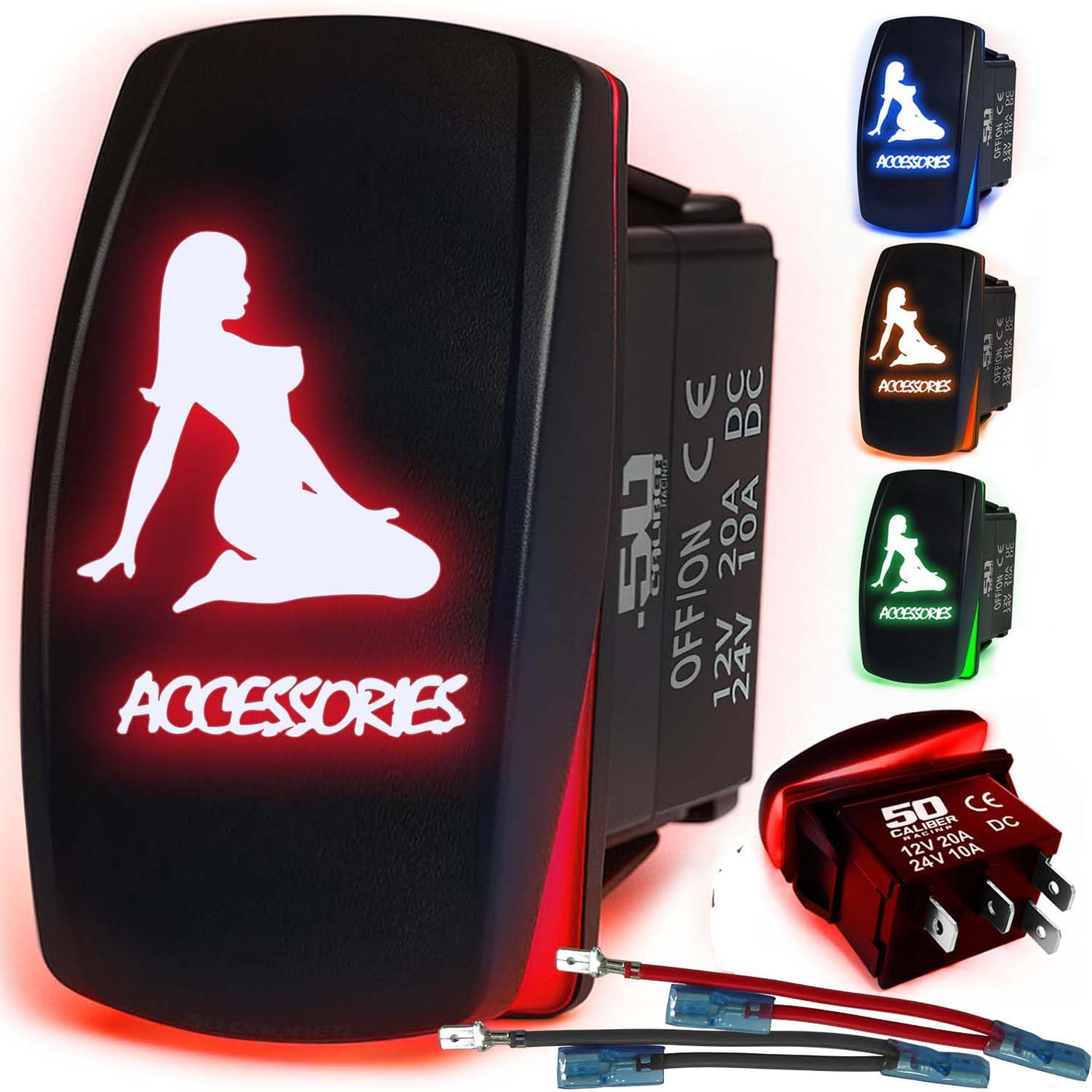 Waterproof Funny Rocker Switch - 12V ON/Off, LED Backlit with Custom Etched Design | R1 Industries