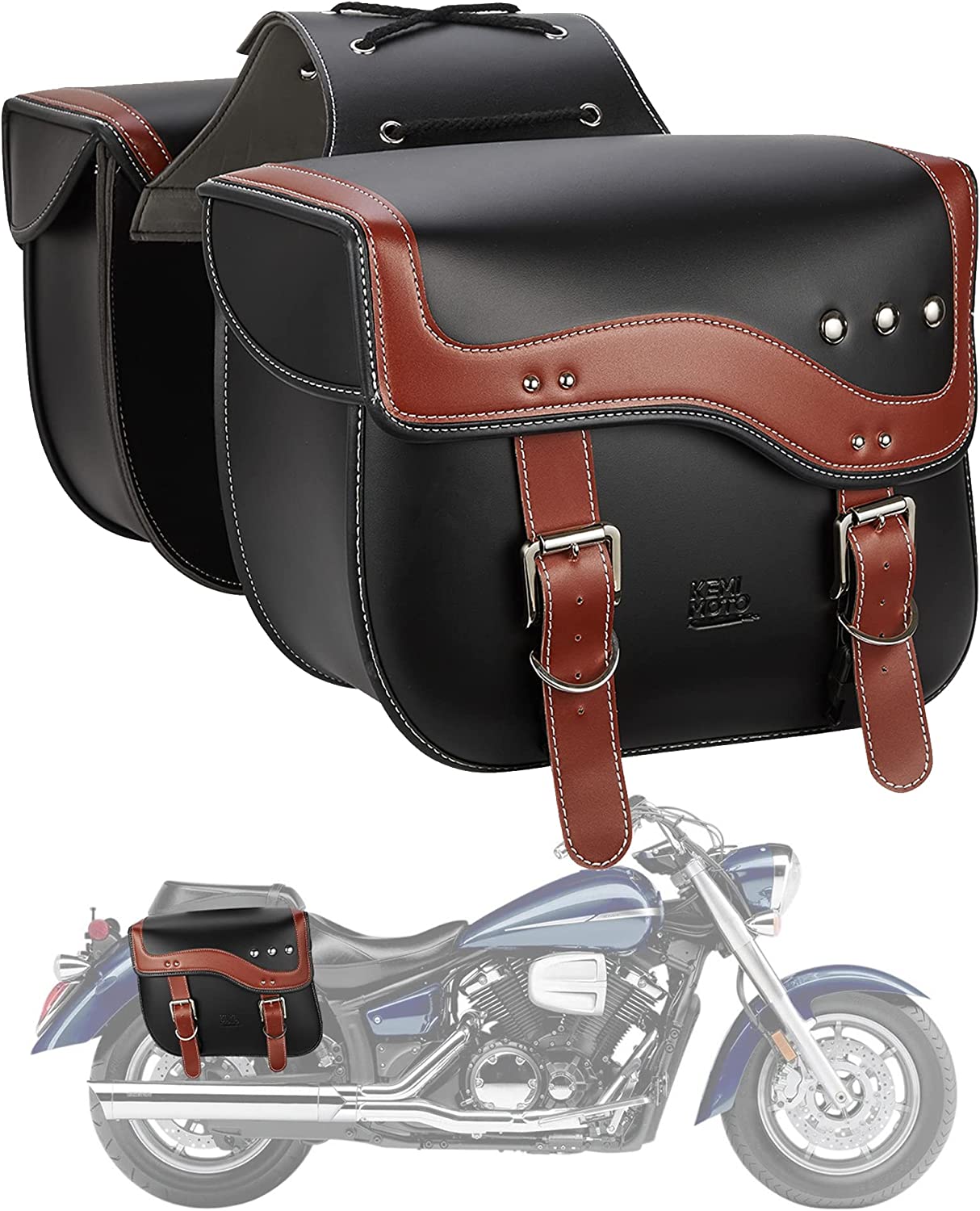 Photo of Motorcycles 30L Large Capacity PU Leather Saddle Bags by Kemimoto - Premium for UTVs / Side by Sides