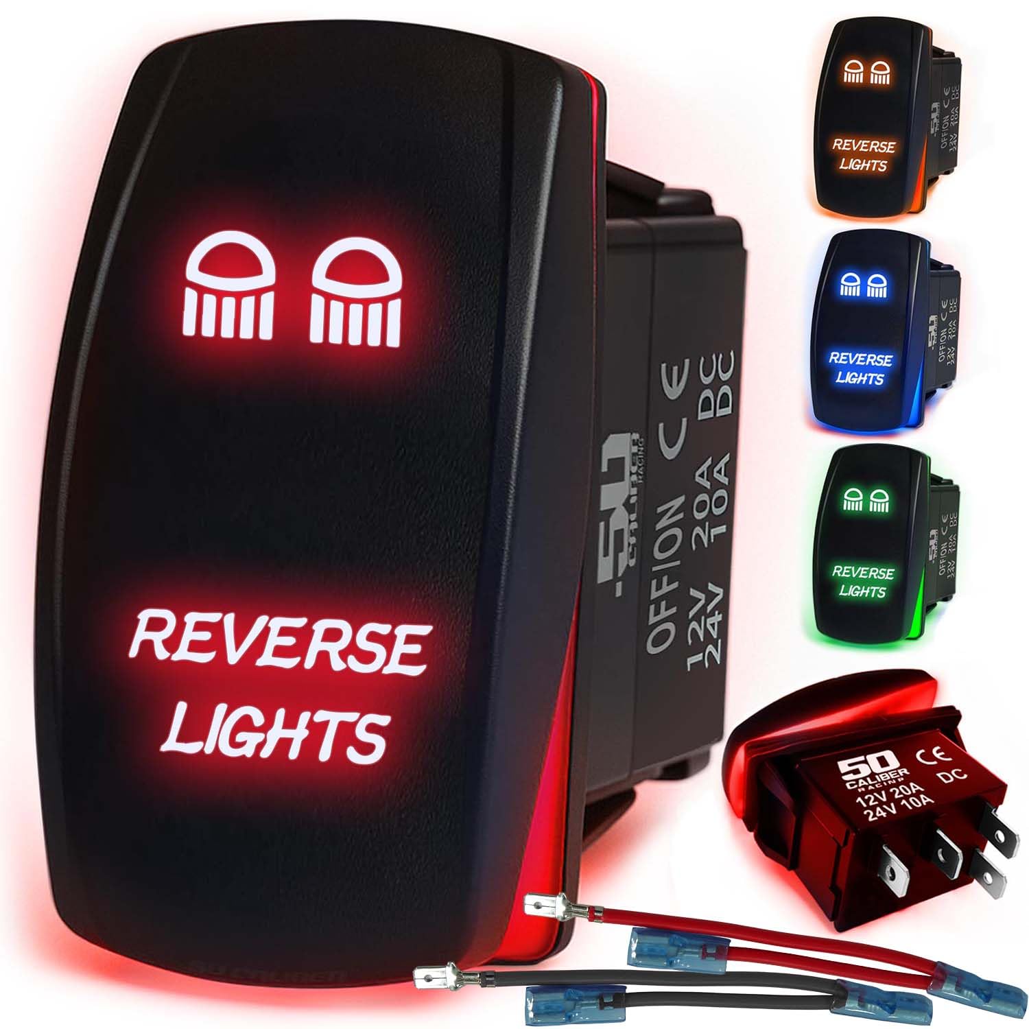 Waterproof Funny Rocker Switch 12v ON/Off, LED Backlit with Etched Design w/Toggle Switch 12v - UTV, Auto, Boat 20A Variation