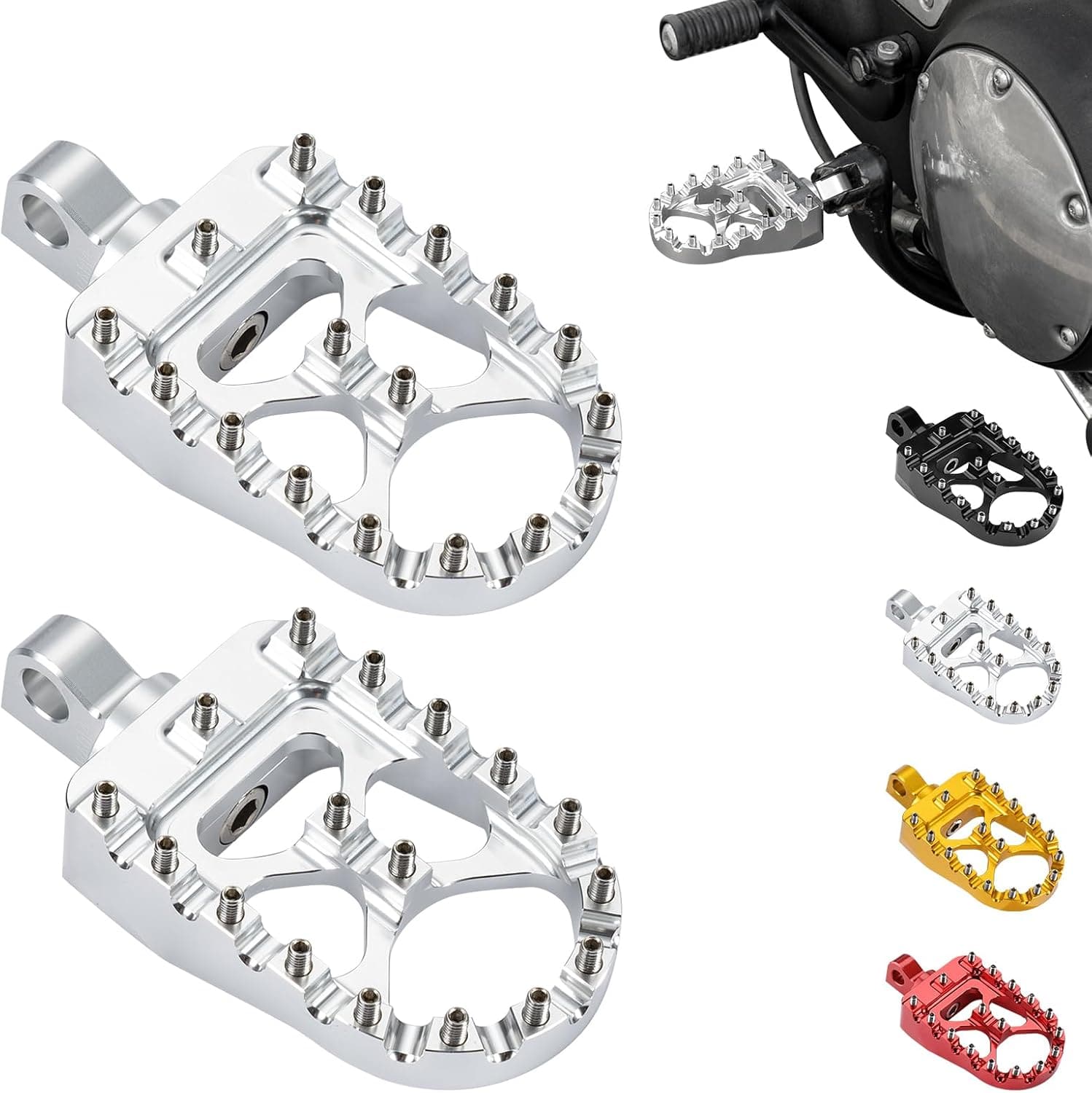 Photo of Motorcycle silver Foot pegs for Dyna Sportster Iron 883 by Kemimoto - Premium for UTVs / Side by Sides