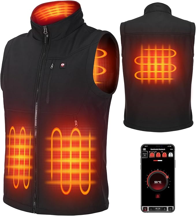 Photo of Men's Heated Vest by APP Temp Control for Skiing Hiking Hunting by Kemimoto - Premium for UTVs / Side by Sides