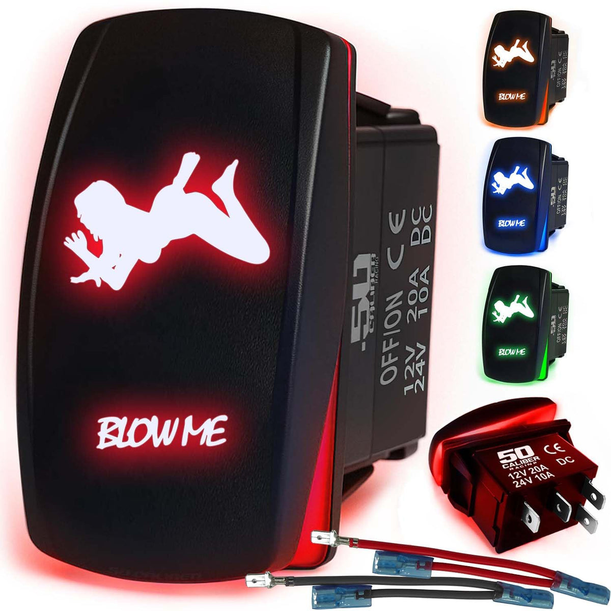 Waterproof Funny Rocker Switch - 12V ON/Off, LED Backlit with Custom Etched Design | R1 Industries