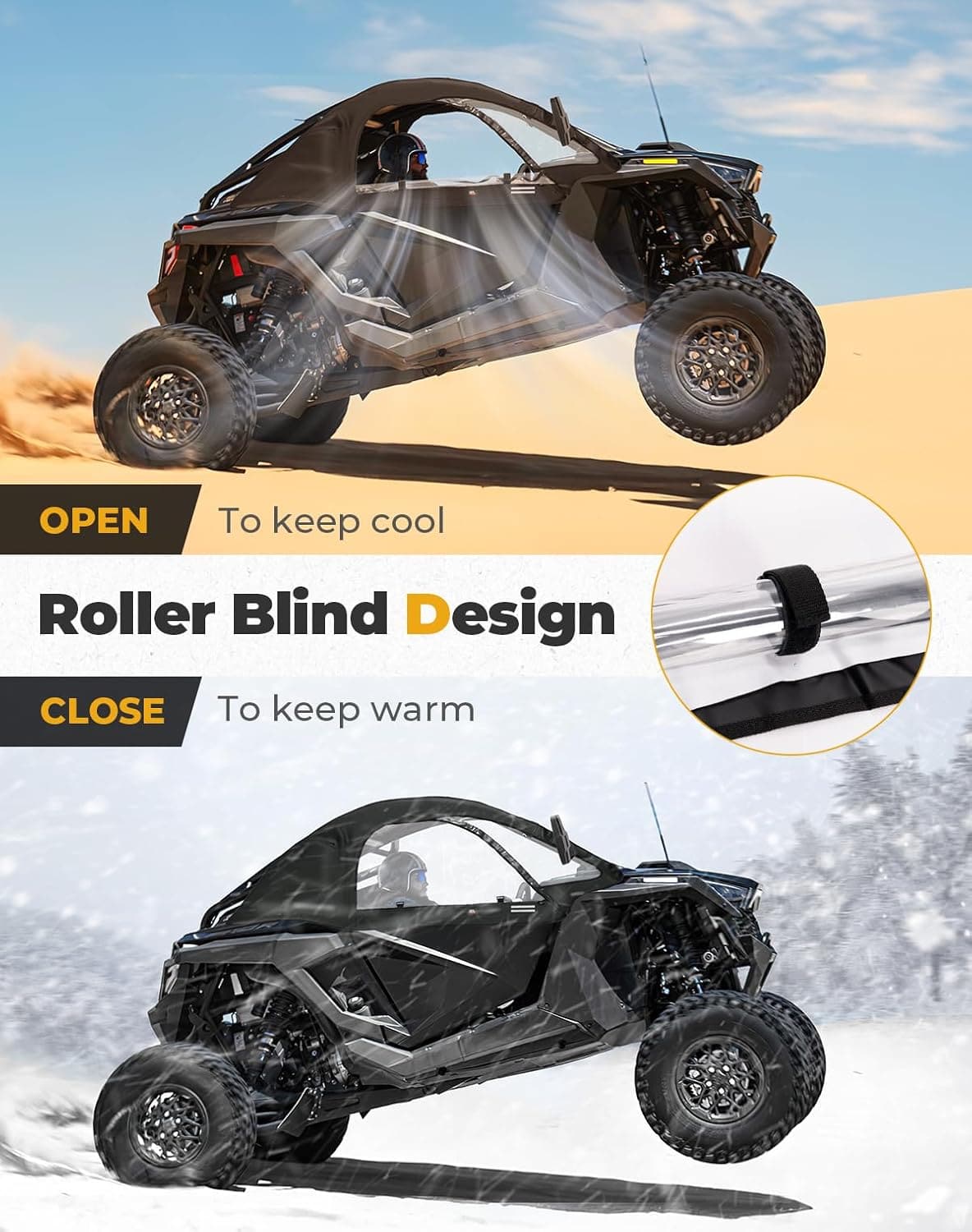 Photo of Upper Doors Soft Cab Enclosures for Polaris RZR PRO R 2022-2024 by Kemimoto - Premium for UTVs / Side by Sides
