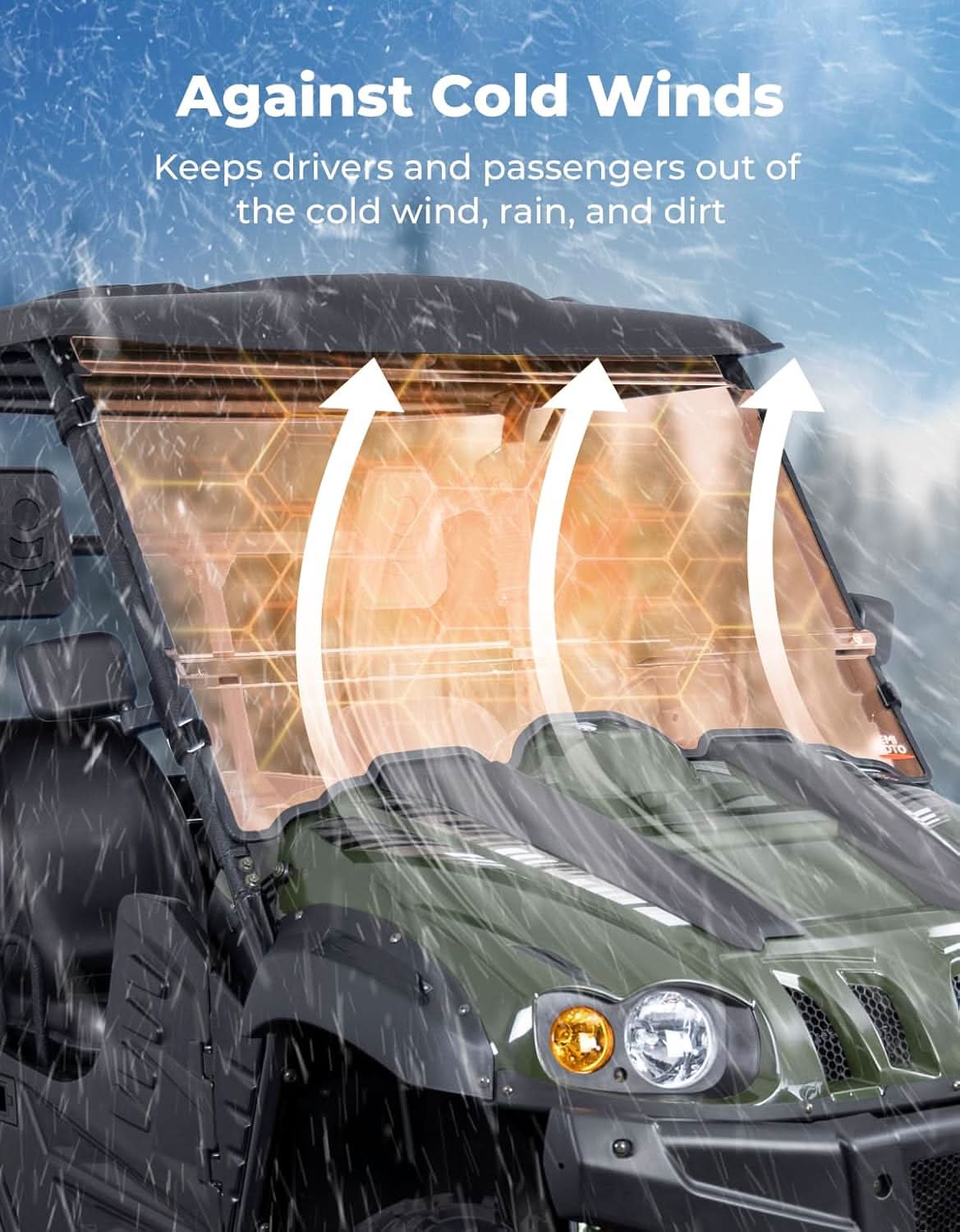 Photo of PC Front Windshield for Hisun Axis Coleman Massimo 500/700 by Kemimoto - Premium for UTVs / Side by Sides