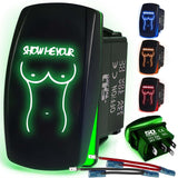 Waterproof Funny Rocker Switch - 12V ON/Off, LED Backlit with Custom Etched Design | R1 Industries