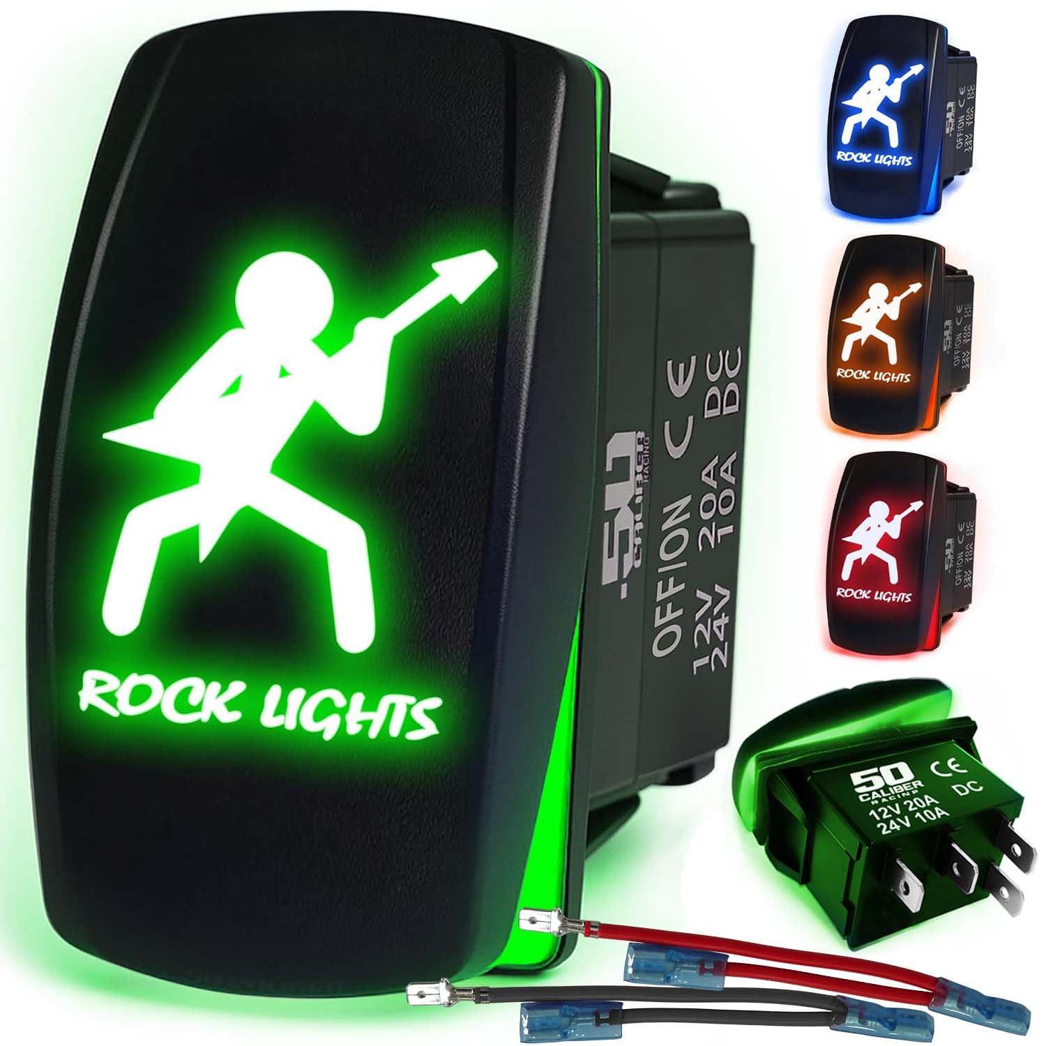 Waterproof Funny Rocker Switch 12v ON/Off, LED Backlit with Etched Design w/Toggle Switch 12v - UTV, Auto, Boat 20A Variation