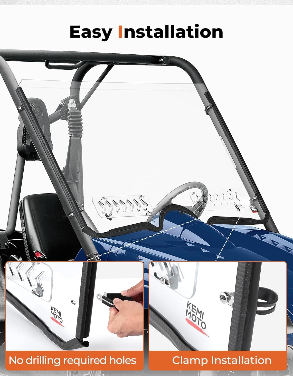 Photo of Kemimoto Full Windshield for Rhino 450 /660 /700 2004-2013 by Kemimoto - Premium for UTVs / Side by Sides