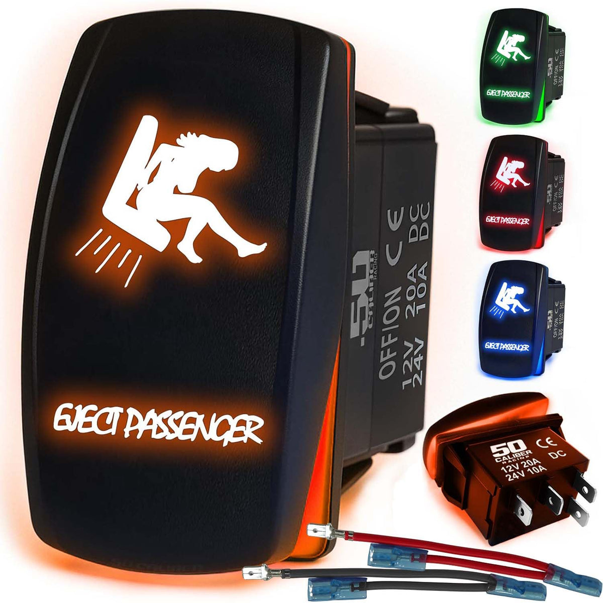 Waterproof Funny Rocker Switch - 12V ON/Off, LED Backlit with Custom Etched Design | R1 Industries