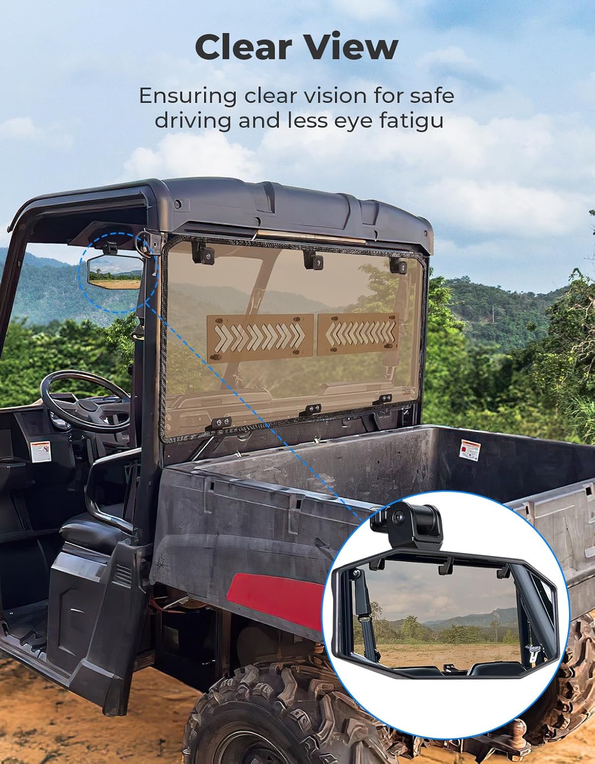 Photo of Tinted Rear Window for Polaris Ranger Midsize 500/570/SP 570/Crew/ETX/EV by Kemimoto - Premium for UTVs / Side by Sides
