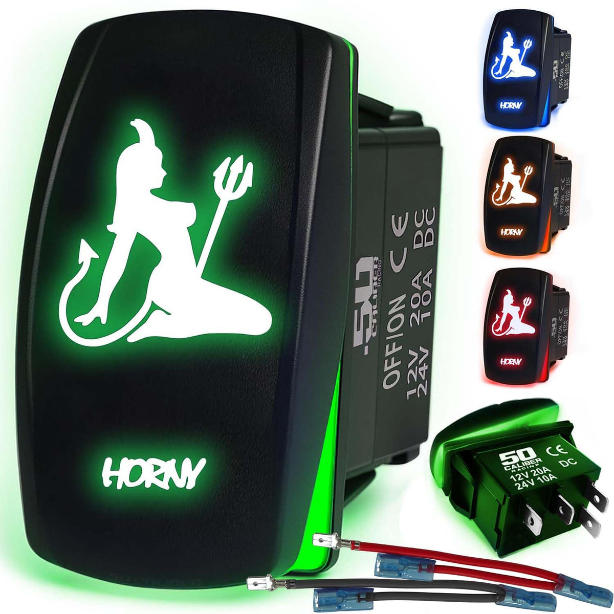 Waterproof Funny Rocker Switch - 12V ON/Off, LED Backlit with Custom Etched Design | R1 Industries