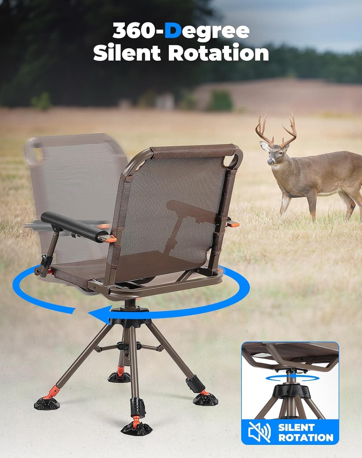 Photo of Hunting Chair 360 Degree Silent Swivel Folding Chair by Kemimoto - Premium for UTVs / Side by Sides