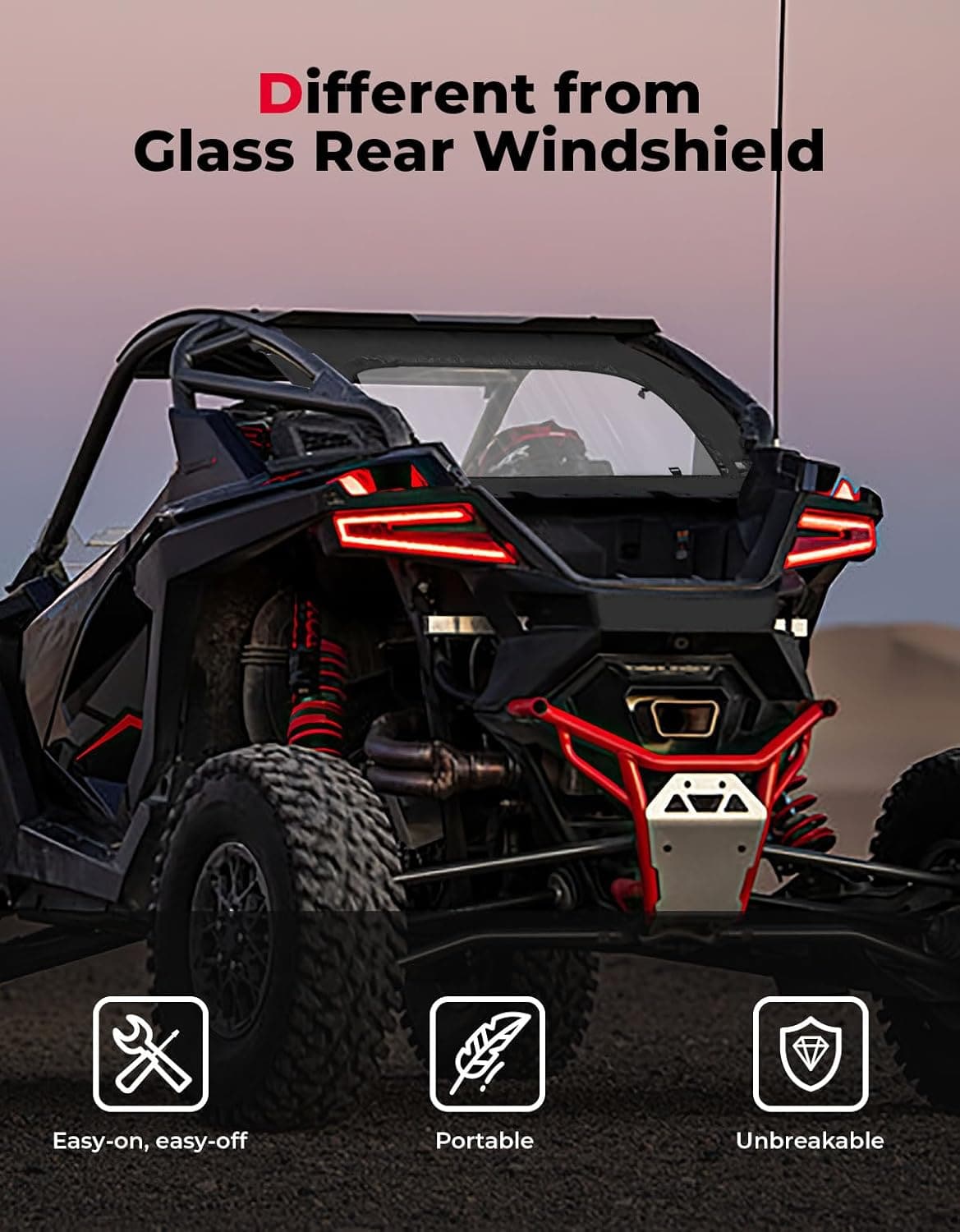 Photo of Soft Rear Windshield for Polaris RZR PRO R/ R4 2022-2024 by Kemimoto - Premium for UTVs / Side by Sides