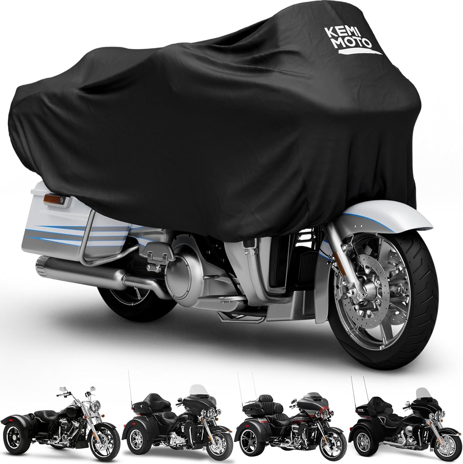 Photo of Motorcycle Cover Half Cover for Touring Models Road King Street Glide Road Glide by Kemimoto - Premium for UTVs / Side by Sides
