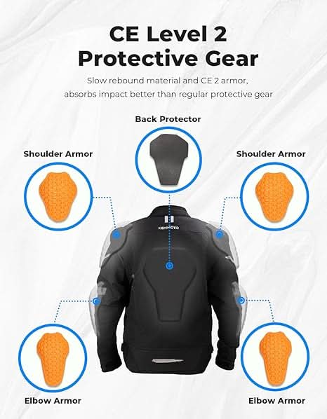 Photo of Motorcycle Jacket Men CE 2 Armored Full Protection Motorbike Riding Jacket by Kemimoto - Premium for UTVs / Side by Sides