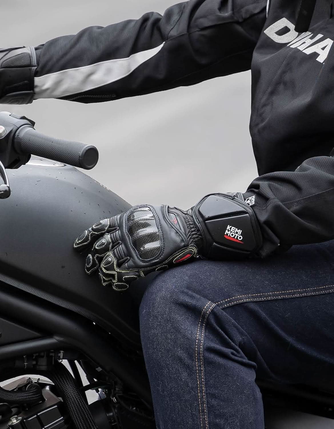 Photo of Leather Motorcycle Gloves with Kevlar & Carbon Fiber Protection by Kemimoto - Premium for UTVs / Side by Sides